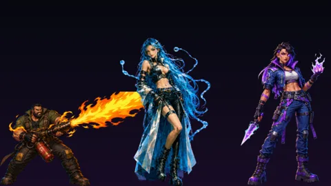 Ash Vector, Blue Warden, and Violet Arc cutouts preview